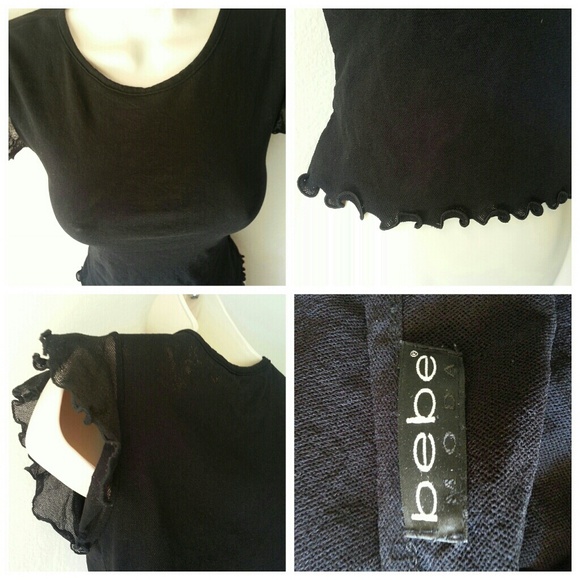Bebe Moda Black Sheer Ruffled Blouse - Picture 3 of 4