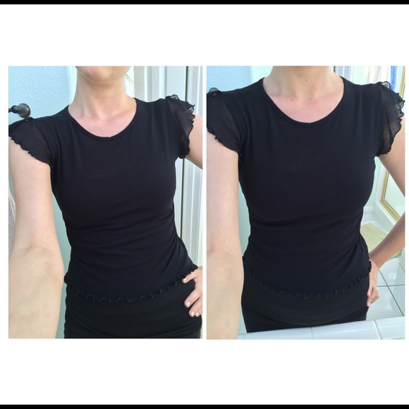 Bebe Moda Black Sheer Ruffled Blouse - Picture 4 of 4