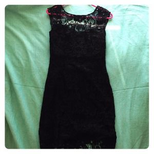New! Lulu's Black Lace overlay dress