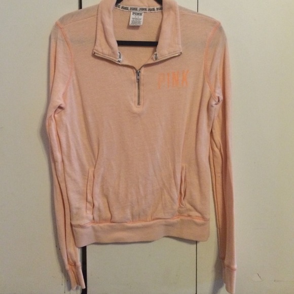 Victoria's Secret PINK half zip sweater in peach