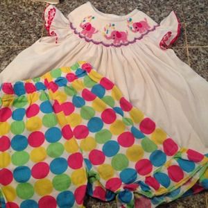 💛💙Smocked 2 Piece Girly Outfit 12 M 💛💙
