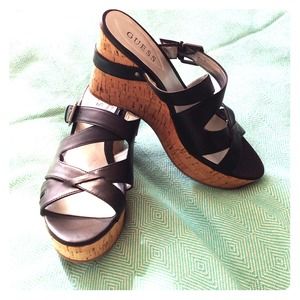New! Guess Black Wedges