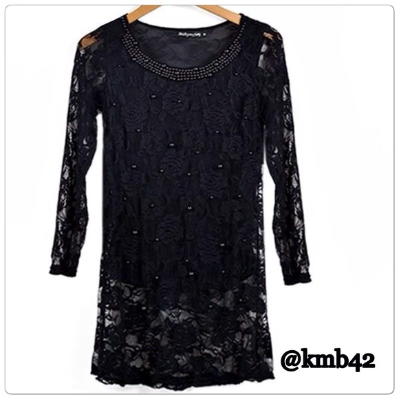 LACE & BEADS BLOUSE NWOT - Picture 2 of 2