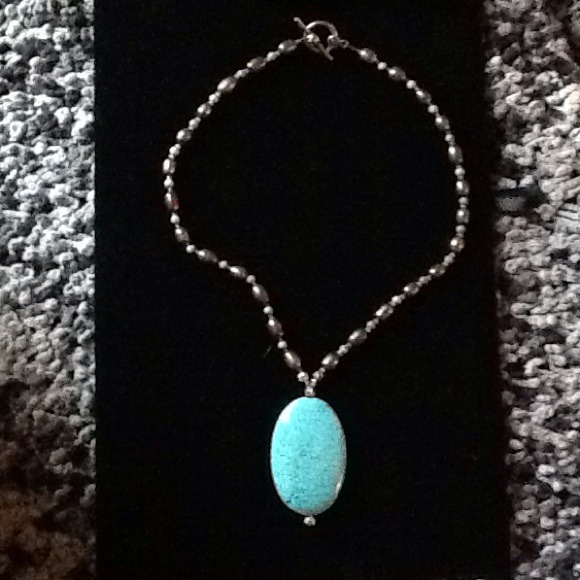 Turquoise and brown pearl necklace