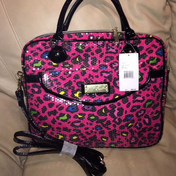 NWT Betsey Johnson sequined Laptop bag.