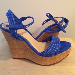 J. Crew blue suede wedges