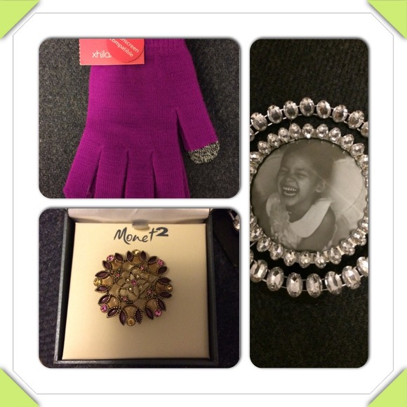 Gloves, pin and picture frame