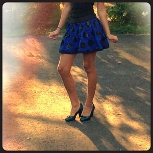 Blue-black sparkly polka dot skirt