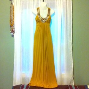 Dark gold maxi dress with jewel embellishment