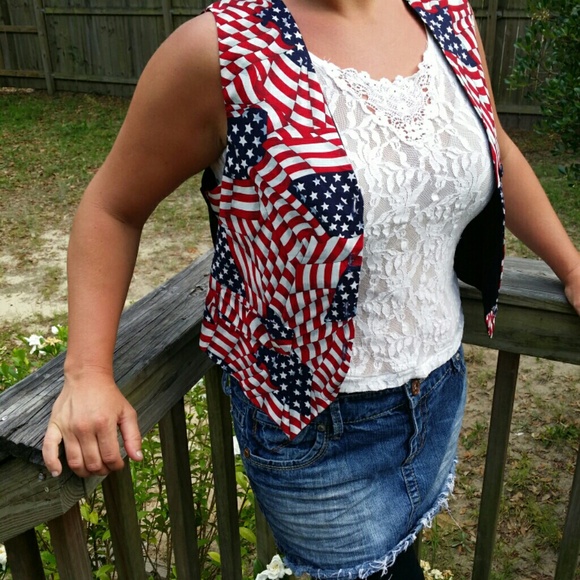 Vintage American Flag 90s vest