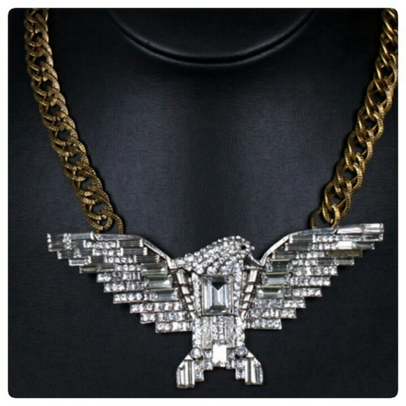 Unique crystal eagle necklace
