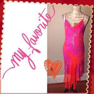 Stunning Fuchsia and Red Dress with Beading