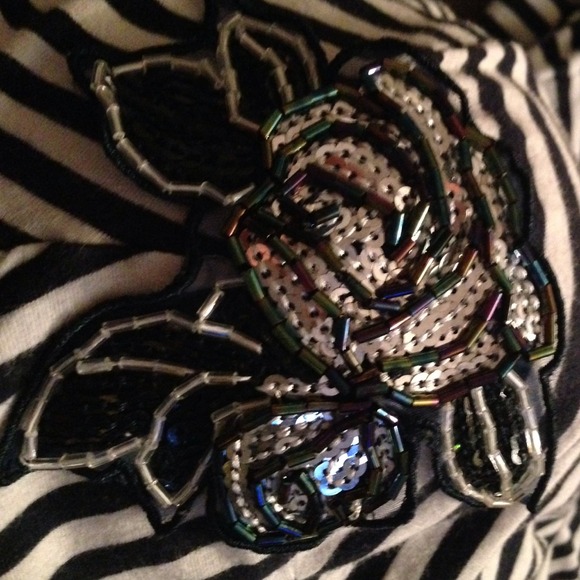 Dark blue and white strips, and sparkly shoulders! - Picture 2 of 4