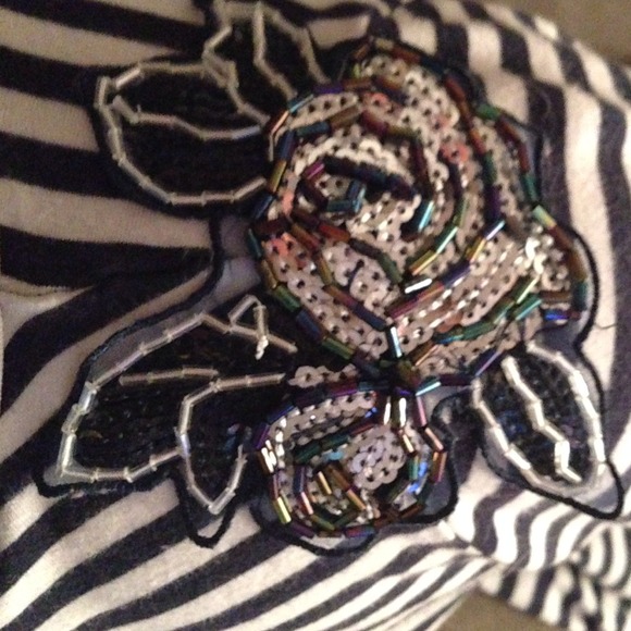 Dark blue and white strips, and sparkly shoulders! - Picture 3 of 4