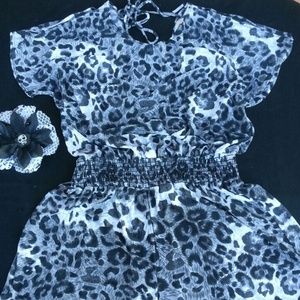 Black & white Leopard print Short Romper