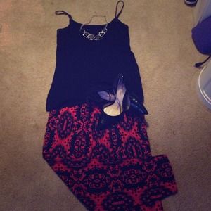 Very cute coral/ black design pant