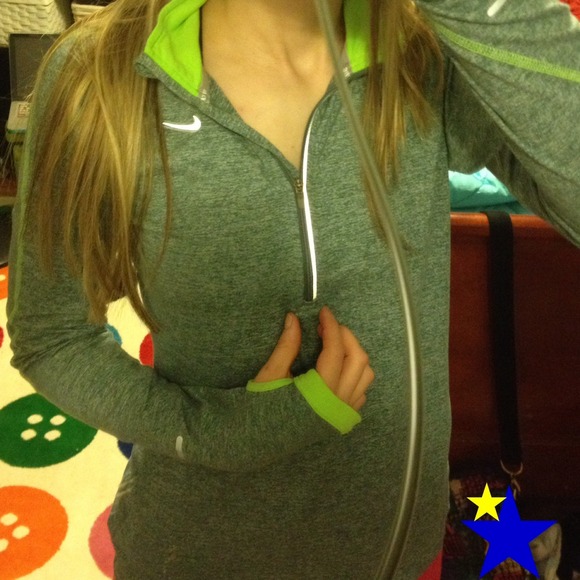 Green Nike dri-fit running half-zip long sleeve