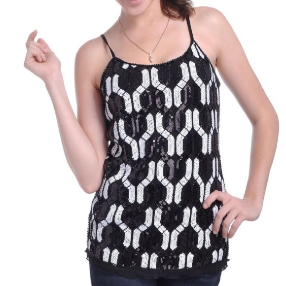 New Years Eve Sequin Geometric top NWT S - Picture 3 of 4