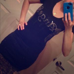 Angel mini dress with back rhinestones wings