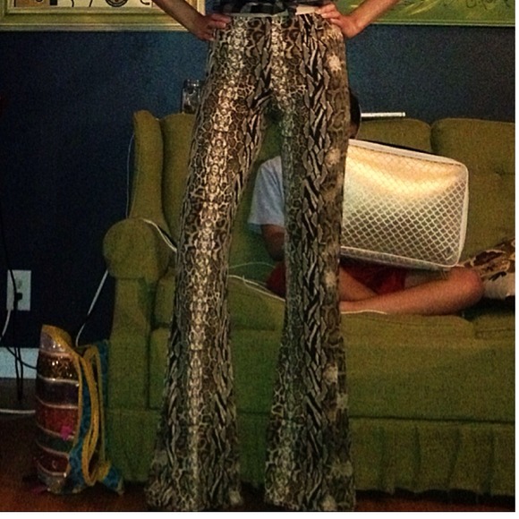 SOLD Edgy Boho Hippie Reptile Bell Bottoms