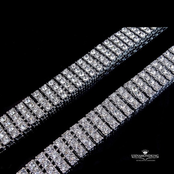 White gold finish bracelet set - Picture 3 of 4