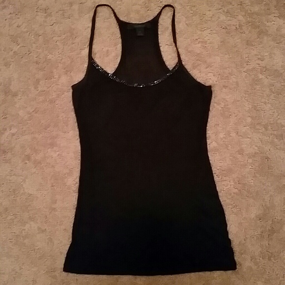 Express semi shear black racer back top