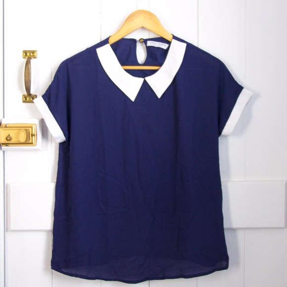 Navy Collared Top