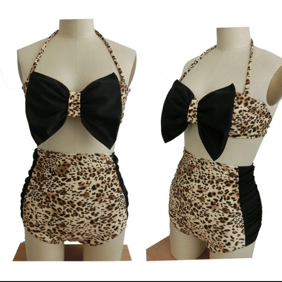 Leopard print high waisted bathing suit🔥