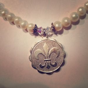 Pearl Fleur de Lis necklace