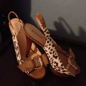 Guess animal print heels