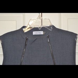 Gray Calvin Klein dress with front zippers.