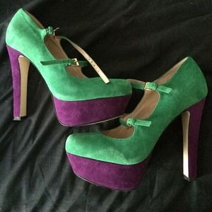 ‼️MARKDOWN‼️Color-block green & purple Heels