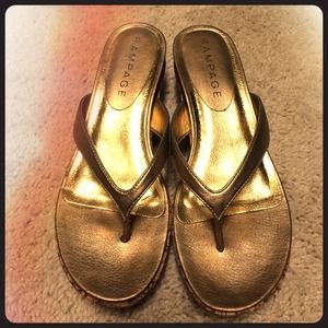 Gold wedge sandal