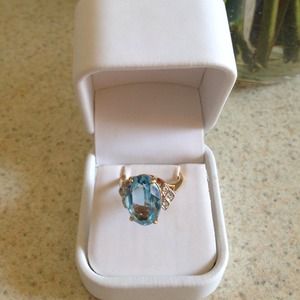 18k Gold Filled blue topaz Ring