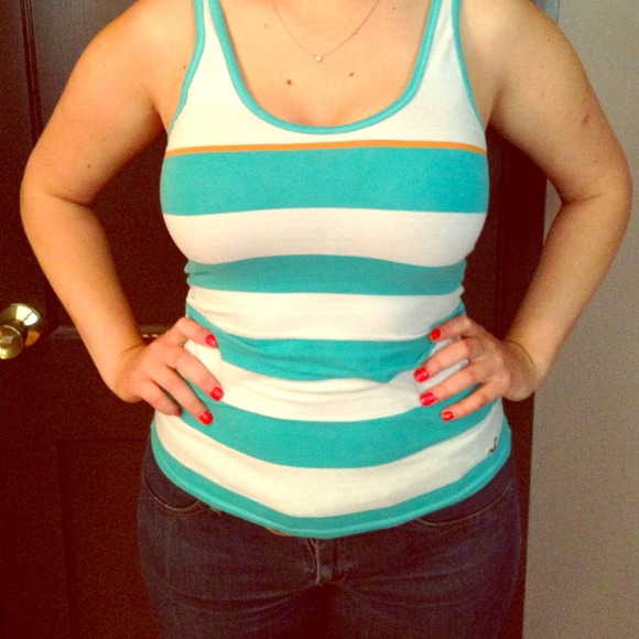 Blue white and orange hollister tank