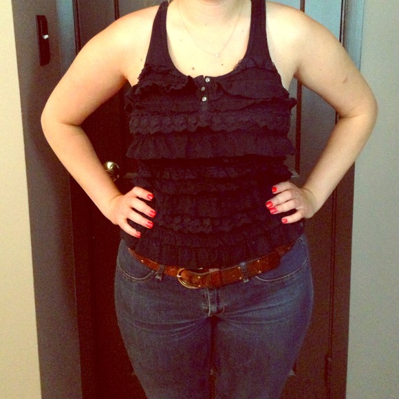 Front ruffled racer back tank