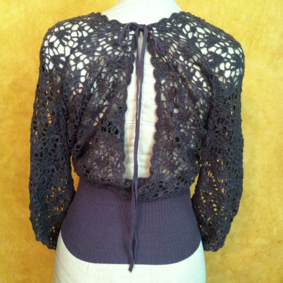 **HOST PICK** Arden B. crocheted gray sweater - Picture 2 of 2