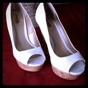 Charlotte Russe white pump wedges