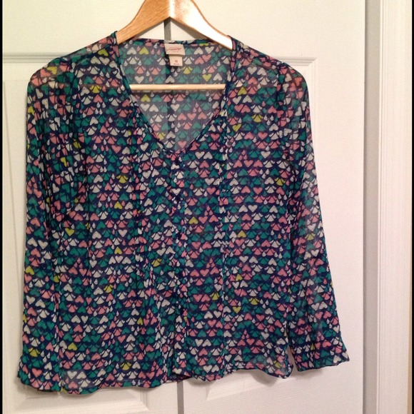 Target Heart Print Sheer Blouse