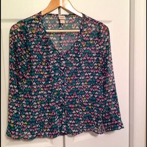 Target Heart Print Sheer Blouse