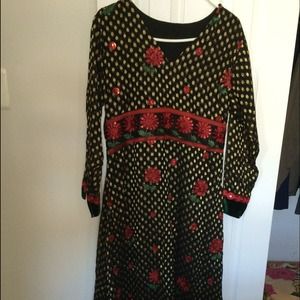 Paki/ind black,maroon &green jorget frock