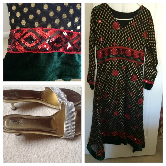 Bundle:: paki/ind fancy frock with sandals - Picture 1 of 4