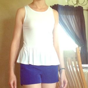 Express white peplum tank w/silver dot accents