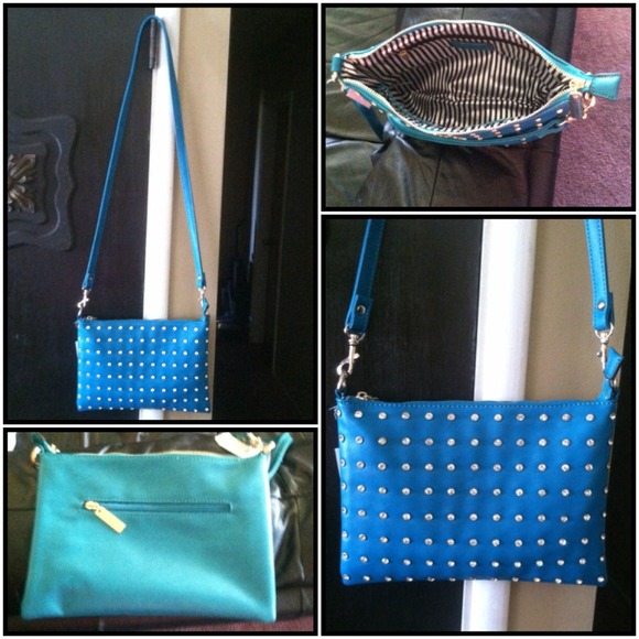 Aqua blue studded crossbody purse!