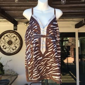 Brown animal print top with sequins