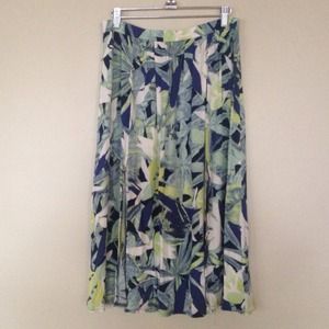 Topshop Tropical Print High Waist Midi Skirt
