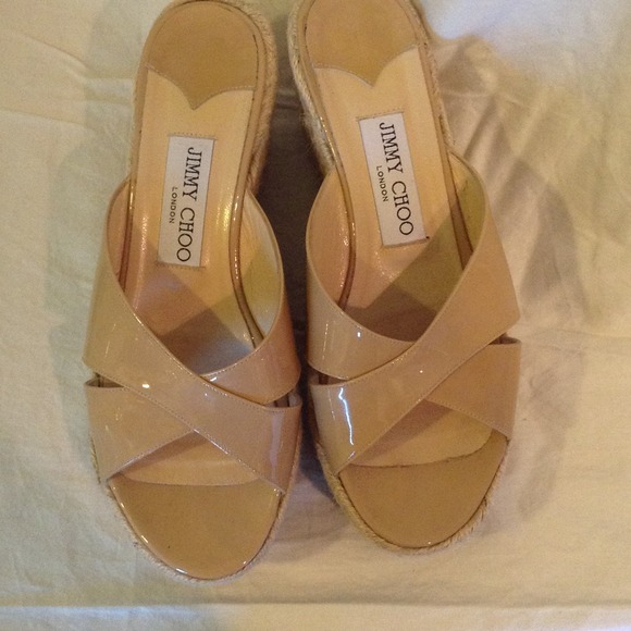 SOLD! Jimmy Choo Nude Patent Wedges size 7 - Picture 4 of 4