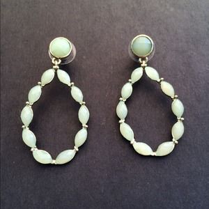Jade green and gold earrings