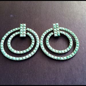 Silver turquoise statement earrings