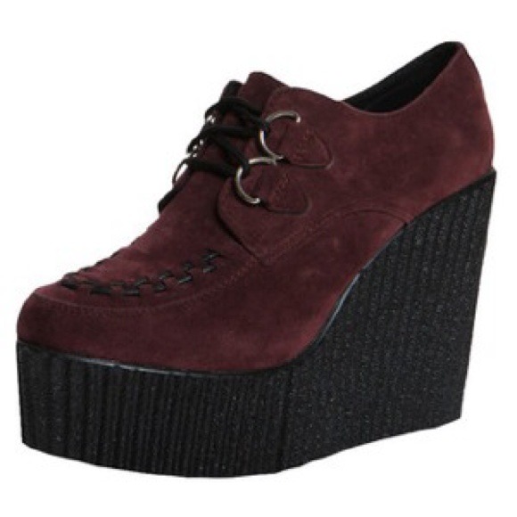 maroon wedge suedette creeper